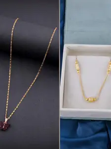 DressBerry Set of 2 Brass Minimal Necklace