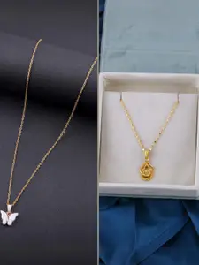 DressBerry Set of 2 Brass Minimal Necklace