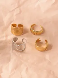 Niska Set Of 4 Gold-Plated Adjustable Finger Rings