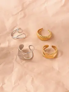 Niska Set Of 4 Gold-Plated Adjustable Finger Rings