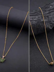 DressBerry Set of 2 Brass Minimal Necklace