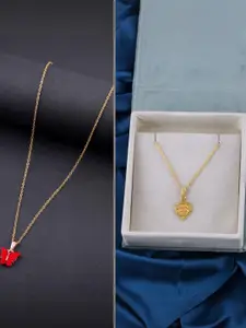 DressBerry Set of 2 Brass Minimal Necklace