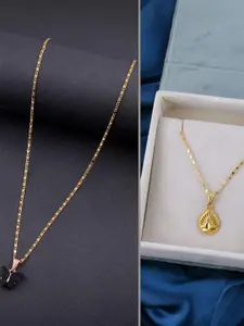 DressBerry Set of 2 Brass Minimal Necklace