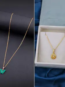 DressBerry Set of 2 Brass Minimal Necklace