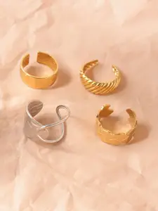 Niska Set Of 4 Gold-Plated Adjustable Finger Rings