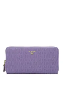 Da Milano Women Typography Printed Leather Zip Around Wallet