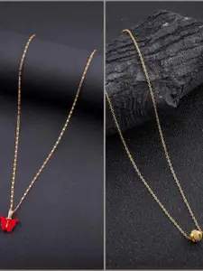 DressBerry Set of 2 Brass Minimal Necklace