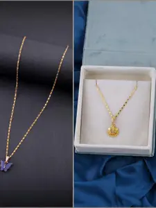 DressBerry Set of 2 Brass Minimal Necklace