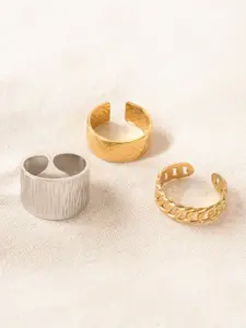 Niska Set Of 3 Gold-Plated Adjustable Finger Rings