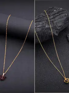 DressBerry Set of 2 Brass Minimal Necklace