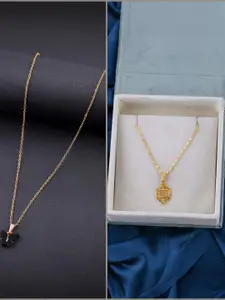 DressBerry Set of 2 Brass Minimal Necklace