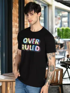 Status Quo Men Typography Printed Round Neck Cotton T-shirt