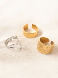 Niska Set Of 3 Gold-Plated Adjustable Finger Rings