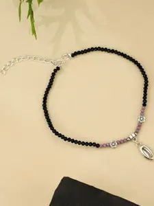 Anouk Sangria Silver-Plated Artificial Beads Anklet