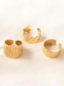 Niska Set Of 3 Gold Plated Adjustable Finger Rings
