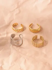 Niska Set Of 4 Gold-Plated Adjustable Finger Ring