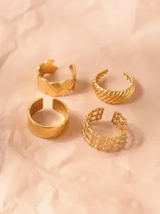 Niska Set Of 4 Gold-Plated Stainless Steel Finger Rings