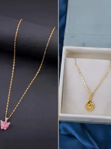 DressBerry Set of 2 Brass Minimal Necklace