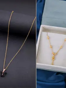 DressBerry Set of 2 Brass Minimal Necklace