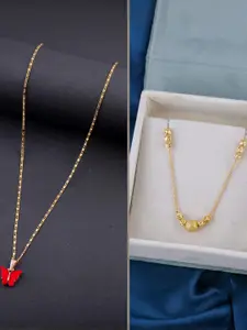 DressBerry Set of 2 Brass Minimal Necklace