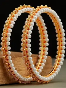 Anouk Gold Plated & Pearl Stone-Studded Set of 2 Handcrafted Bangles