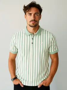 WILD ELEPHANT Striped Polo Collar T-shirt