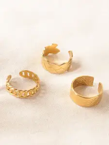 Niska Set Of 3 Gold-Plated Adjustable Finger Rings