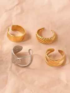 Niska Set Of 4 Gold-Plated Stainless Steel Finger Rings