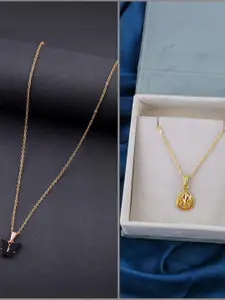 DressBerry Set of 2 Brass Minimal Necklace