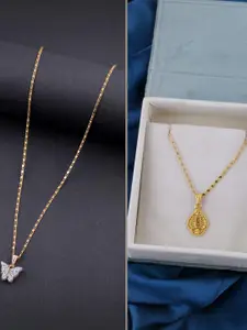 DressBerry Set of 2 Brass Minimal Necklace