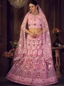 KALINI Embroidered Thread Work Semi-Stitched Lehenga & Unstitched Blouse With Dupatta