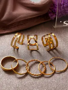 DIVASTRI Set Of 8 Gold-Plated Finger Rings