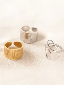 Niska Set Of 3 Gold-Plated Stainless Steel Finger Rings