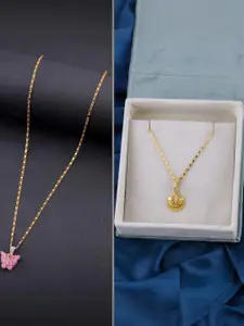 DressBerry Set of 2 Brass Minimal Necklace