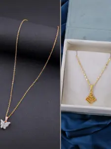 DressBerry Set of 2 Brass Minimal Necklace