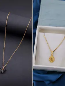 DressBerry Set of 2 Brass Minimal Necklace