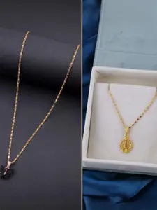 DressBerry Set of 2 Brass Minimal Necklace