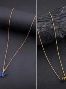 DressBerry Set of 2 Brass Minimal Necklace