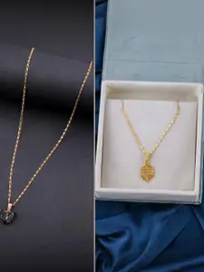 DressBerry Set of 2 Black Gold Plated Artificial Beads Beaded Butterfly Pendant Chains