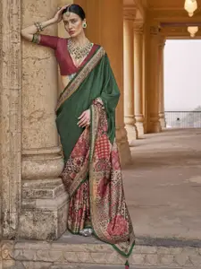 Anouk Ajrak Printed Banarasi Saree