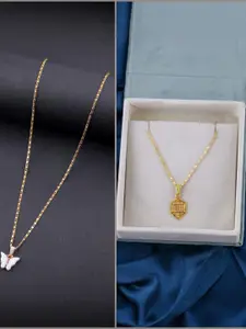 DressBerry Set of 2 Brass Minimal Necklace