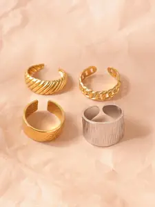 Niska Set Of 4 Gold-Plated Adjustable Finger Rings