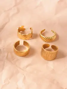 Niska Set Of 4 Gold Plated Adjustable Finger Rings