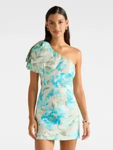 Forever New Women Floral Print One Shoulder A-Line Mini Dress