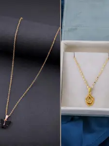 DressBerry Set of 2 Brass Minimal Necklace