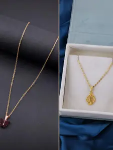 DressBerry Set of 2 Brass Minimal Necklace