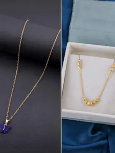 DressBerry Set of 2 Brass Minimal Necklace