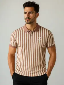 WILD ELEPHANT Striped Polo Collar T-shirt
