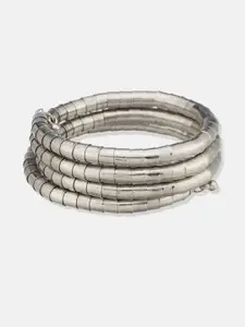 Anouk Sangria Silver- Plated & wrap around- layered textured fusion bangle