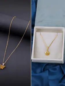 DressBerry Set of 2 Brass Minimal Necklace